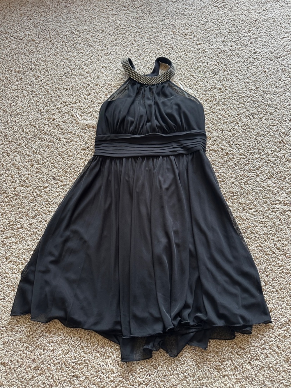 Speechless Black Halter High-Low Cocktail Dress with Beaded Neck